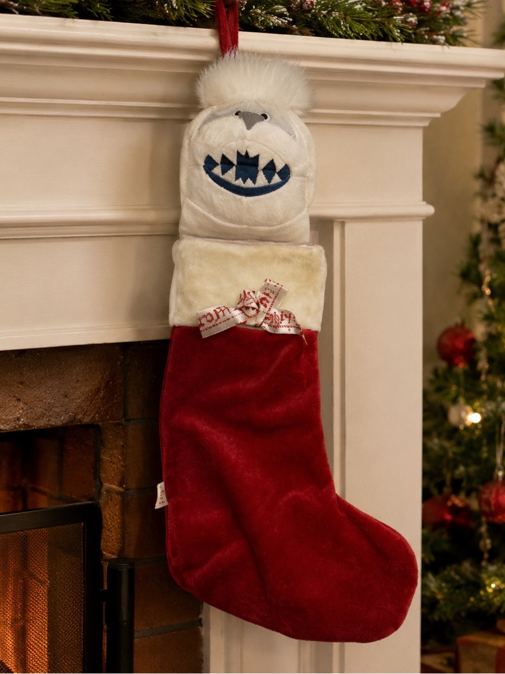 vintage Bumble the Abominable Snow Monster plush Christmas stocking Rudolf red